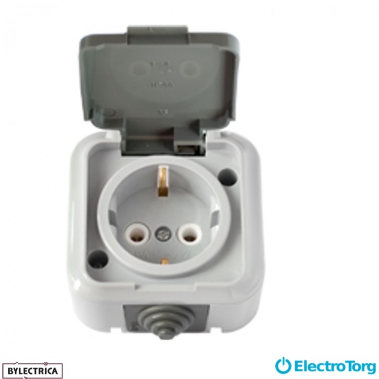 Розетка 1-я с з/к IP-54 Пралеска Аква РА 16-297 (03) BYLECTRICA