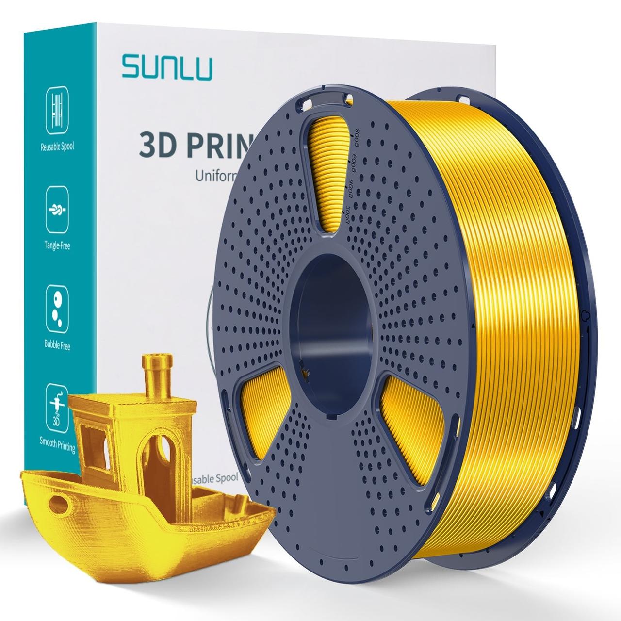 Філамент Sunlu Silk PLA+ Yellow, 1.75мм, 1кг, жовтий