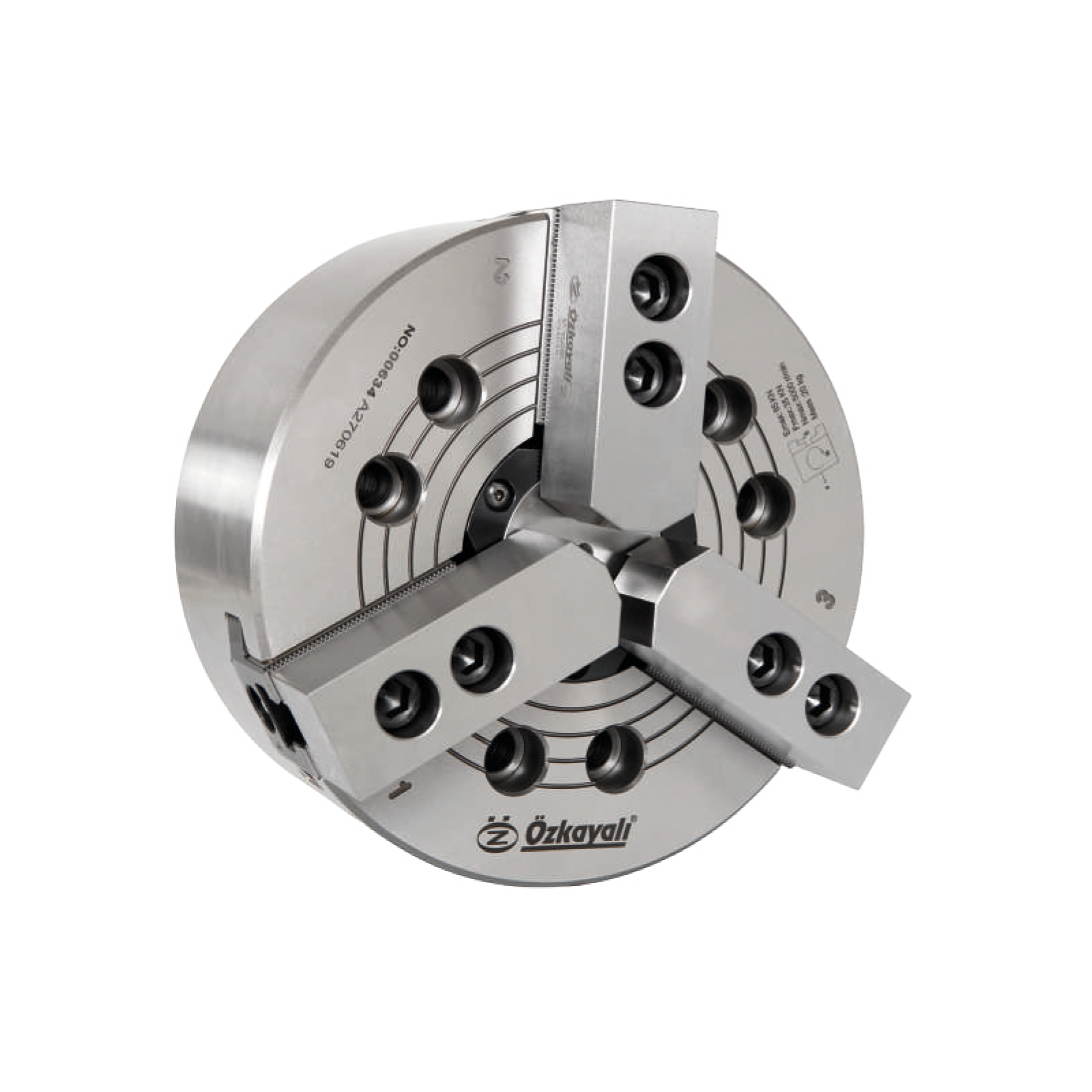 Трьохкулачковий гідравлічний токарний патрон стандартного типу з прохідним отвором OZ8213