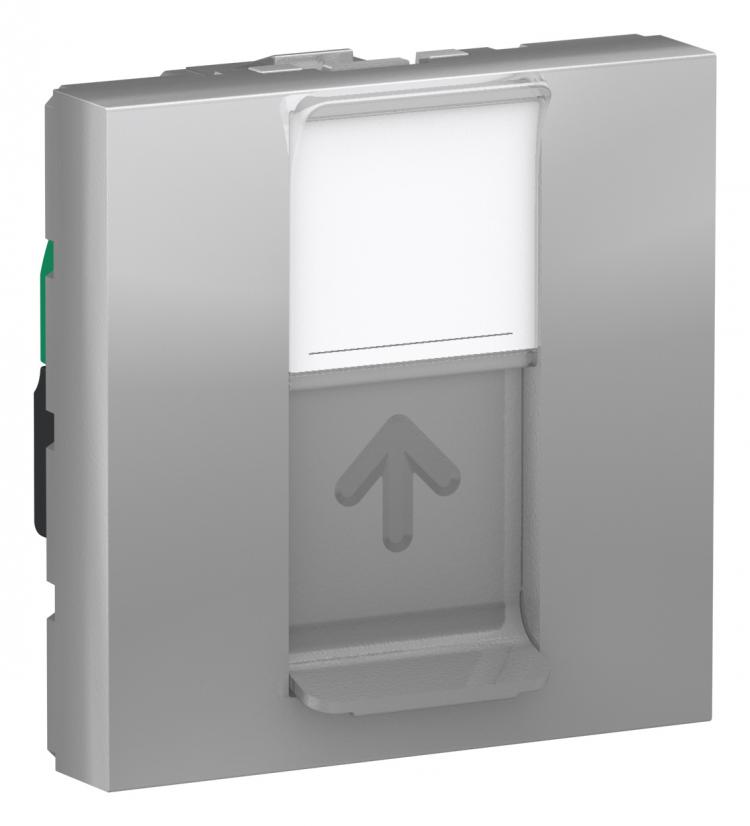 Розетка компьютерная RJ45 одинарная кат 6 UTP 2м алюминий Unica New Schneider Electric (Шнайдер Электрик)
