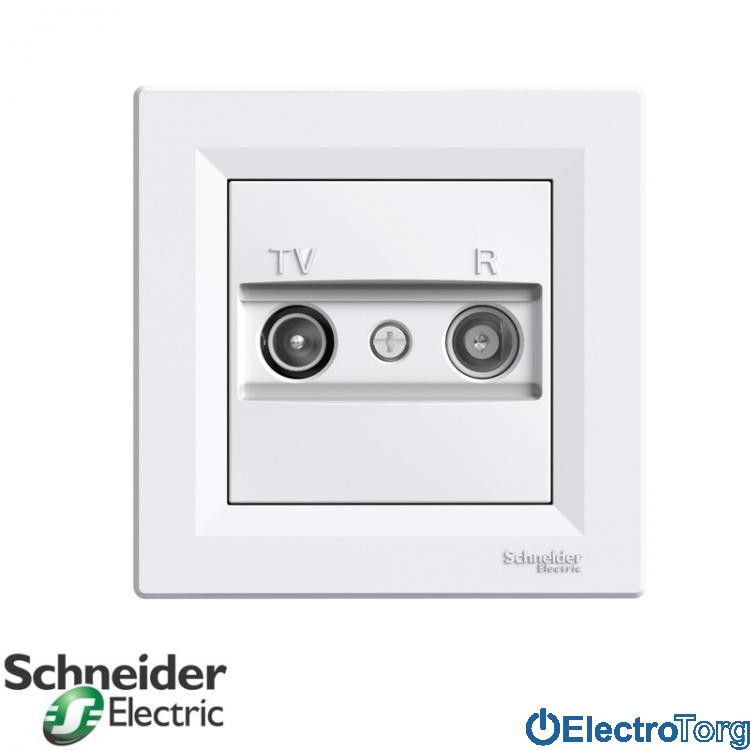 Розетка проходная TV/R (4 dB) белая Asfora Schneider Electric (Шнайдер Электрик)