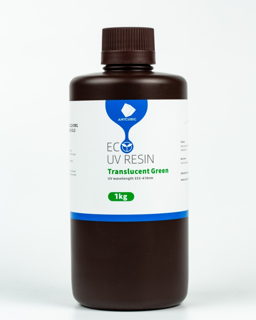 Фотополімерная смола Anycubic ECO Plant-Based UV Resin Прозора Зелена 1кг | Anycubic translucent green resin 1kg