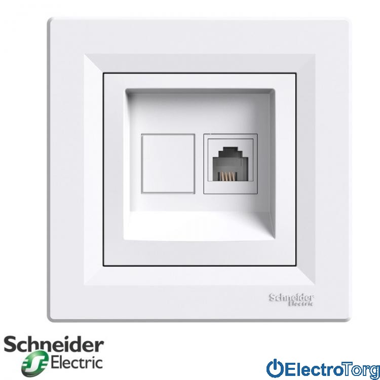Розетка телефонная RJ11 одинарная белая Asfora Schneider Electric (Шнайдер Электрик)