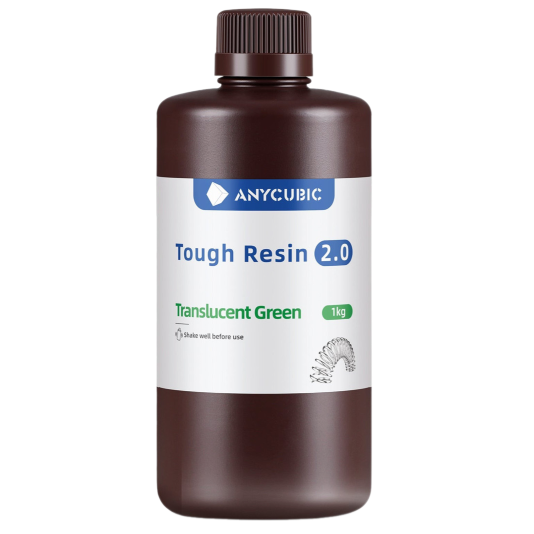 Смола фотополімерна Anycubic Tough Resin 2.0 Translucent, 1кг, полупрозора зелена
