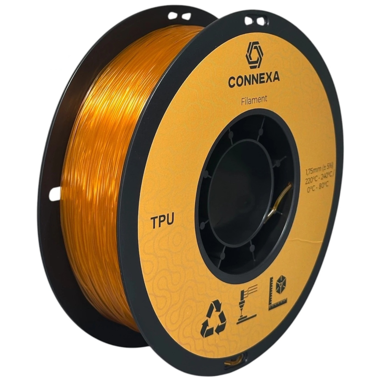 Філамент Connexa TPU 95A Transparent Orange, 1.75 мм, 1 кг, прозоро-помаранчевий