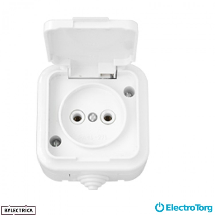 Розетка 1-я IP-44 Пралеска белая РА 16-296 BYLECTRICA