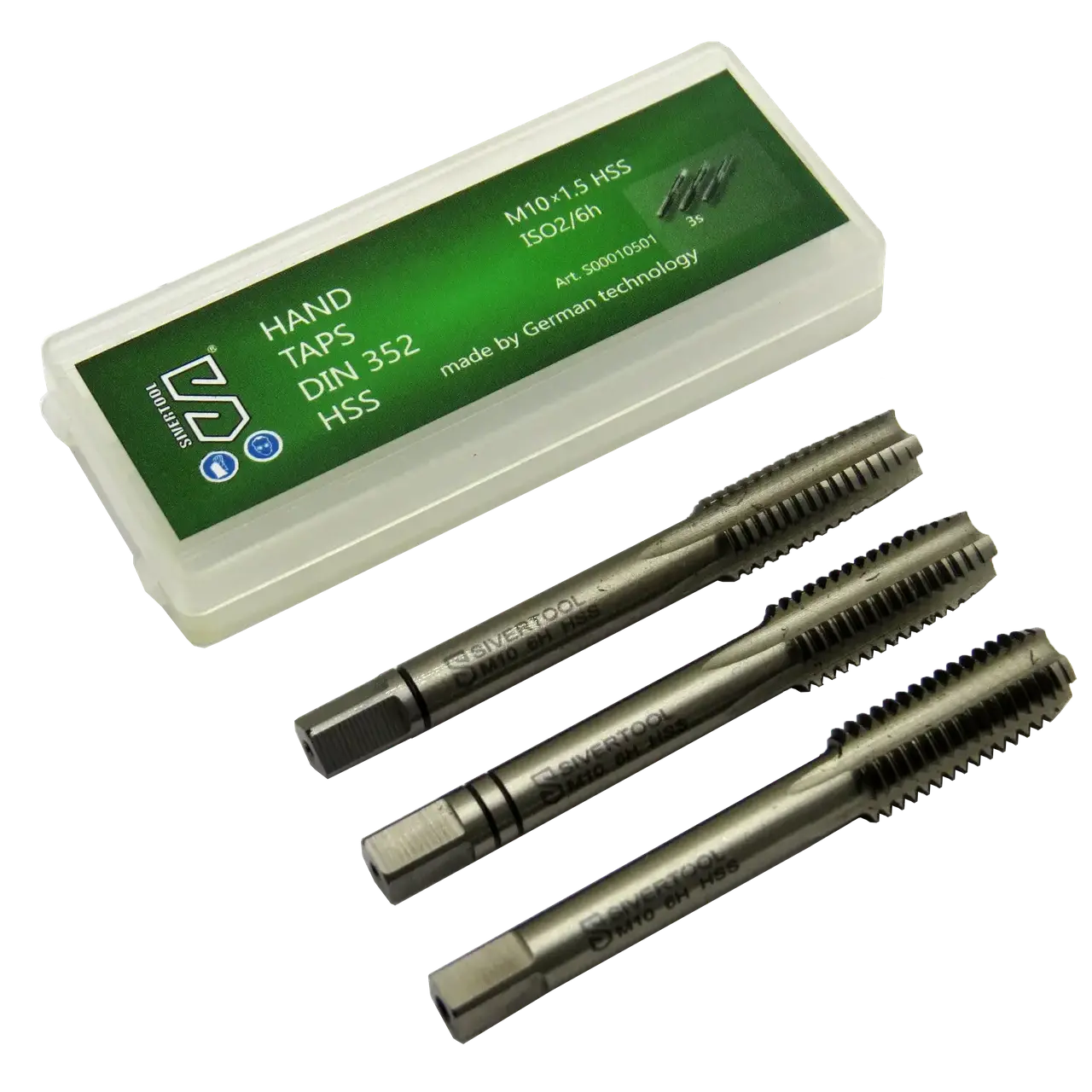 Мітчик ручний М10×1,5 HSS, DIN352, комплект із 3-х штук