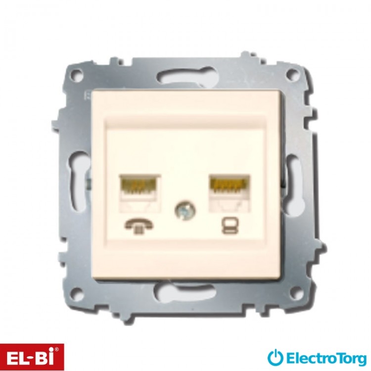 Розетка комп. + телефон ZENA модуль кремовая (RJ45 Cat 5+ RJ 11) EL-BI