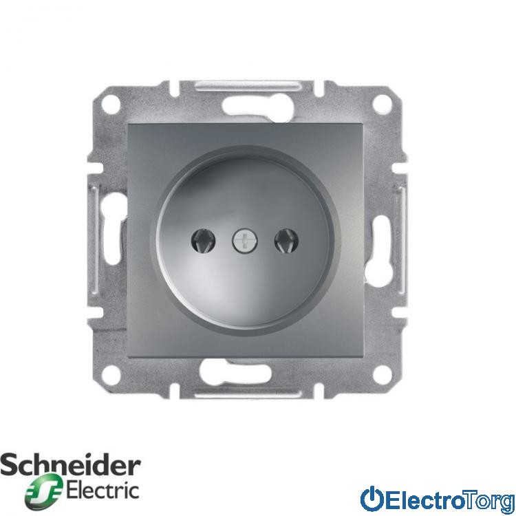 Розетка без заземления одинарная сталь Asfora Schneider Electric (Шнайдер Электрик)
