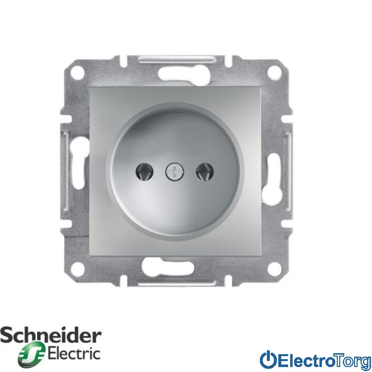 Розетка без заземления одинарная алюминий Asfora Schneider Electric (Шнайдер Электрик)