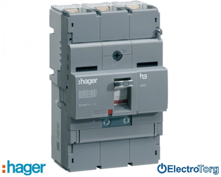 Автоматический выключатель x250, In=250A, 3p, 40kA, Т рег./ М рег. Hager (Хагер)