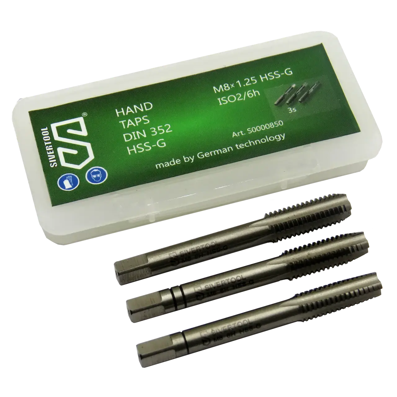 Мітчик ручний М8×1,25 HSS-G, DIN352, комплект із 3-х штук