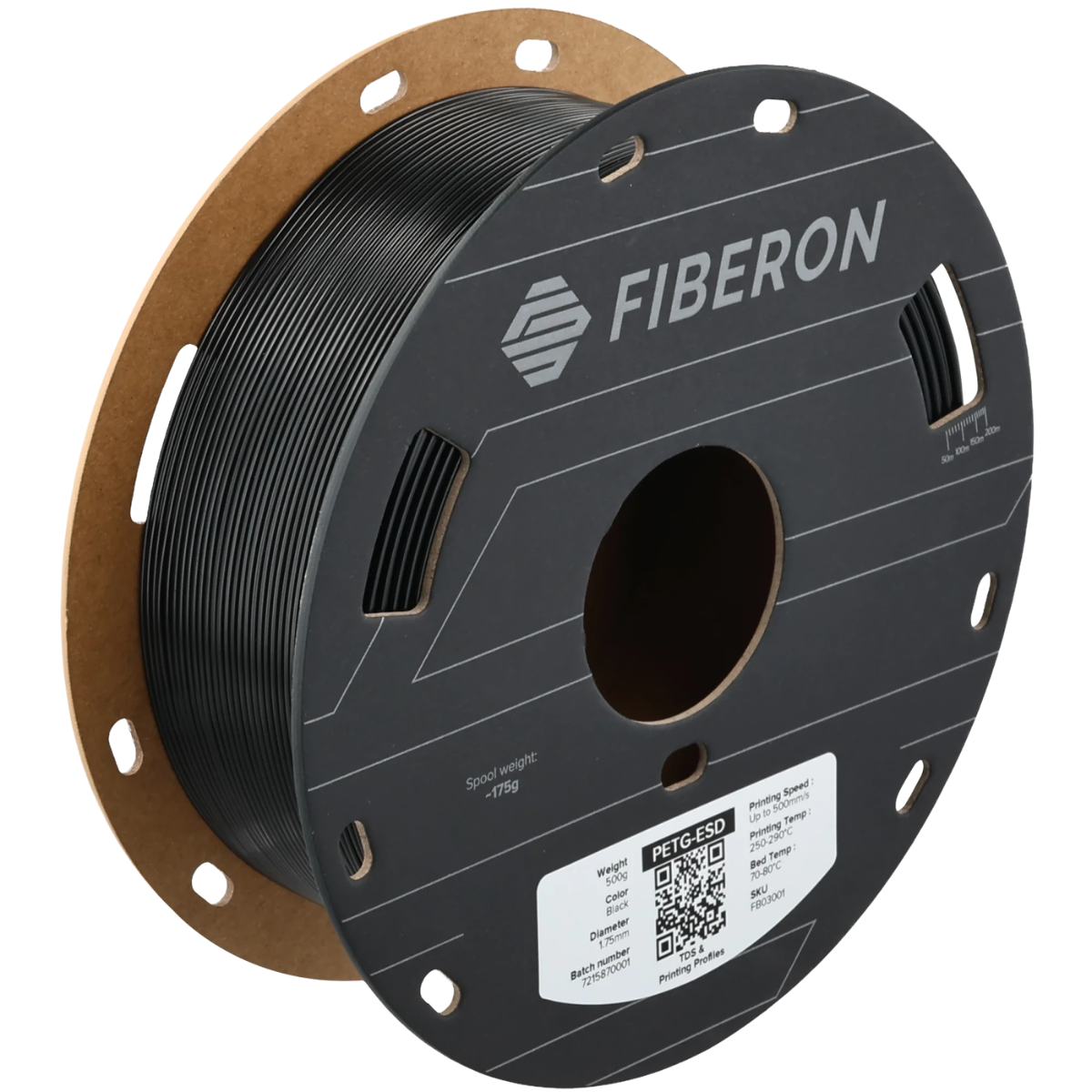 Філамент PETG-ESD Polymaker Fiberon Black, 1.75 мм, 0.5 кг, чорний для 3D-друку