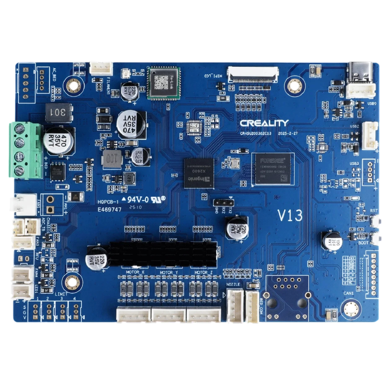 Материнська плата для Creality K1C 2025, CR4SU200382C13_32Bit_TMC2209_X2600, Blue PCB, (оригінал, 4002020085)