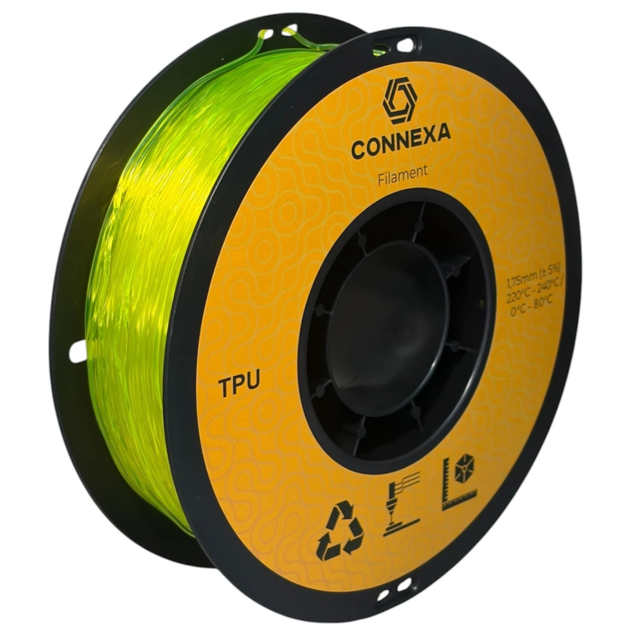 Філамент Connexa TPU 95A Transparent Yellow, 1.75 мм, 1 кг, прозоро-жовтий
