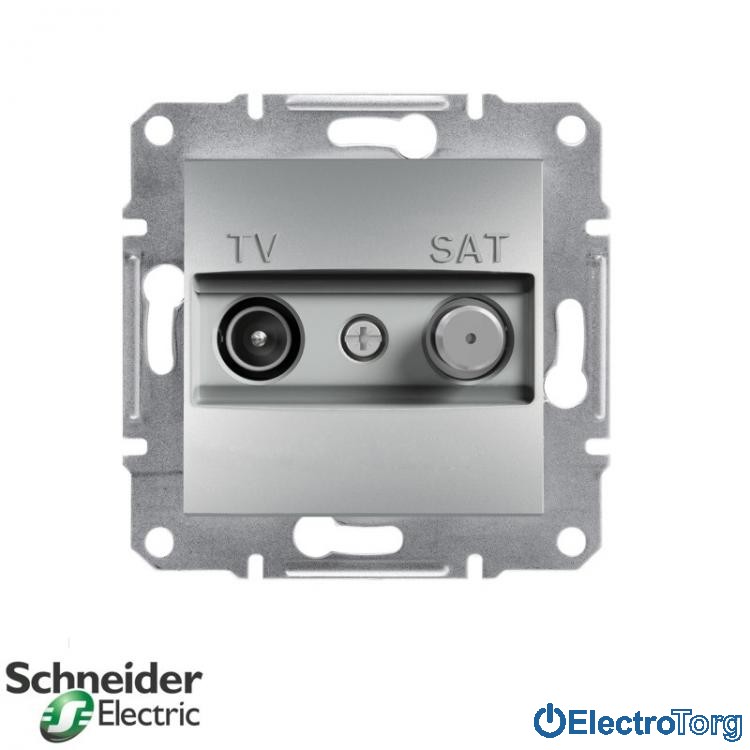 Розетка TV-SAT проходная (1 dB) алюминий Asfora Schneider Electric (Шнайдер Электрик)
