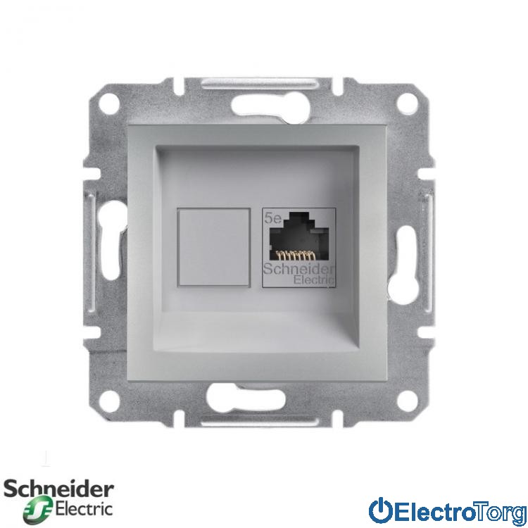 Розетка компьютерная алюминий кат.6 Asfora Schneider Electric (Шнайдер Электрик)