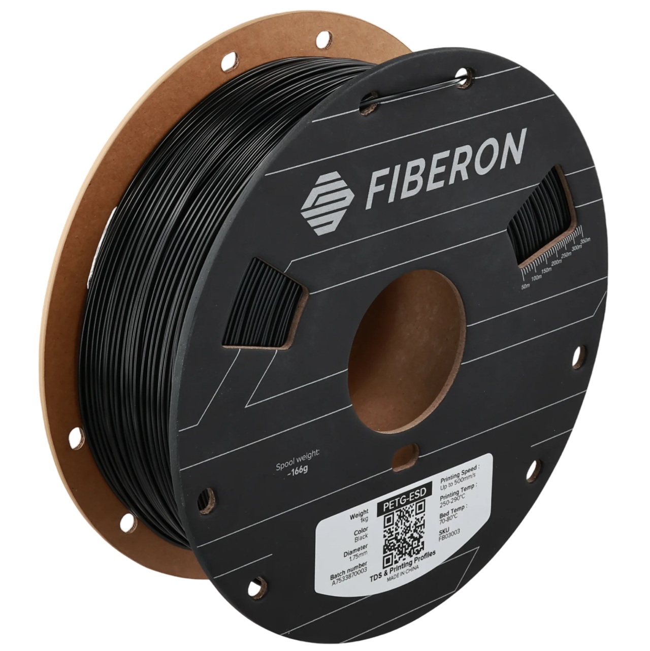Філамент Polymaker Fiberon PETG-ESD Black (FB03003), 1.75 мм, 1 кг, чорний