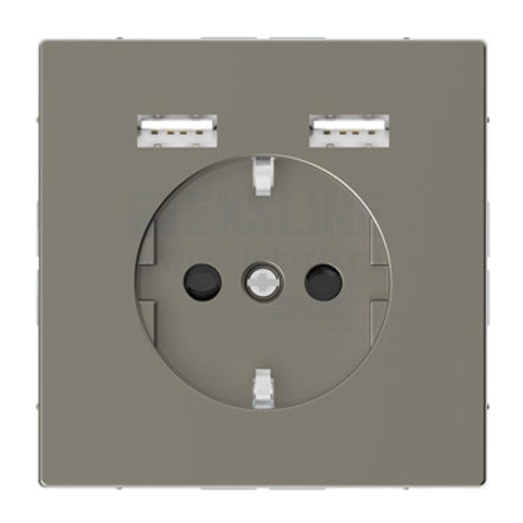 Розетка Schuko с 2- USB 2,4 A никель SD Schneider Electric (Шнайдер Электрик)
