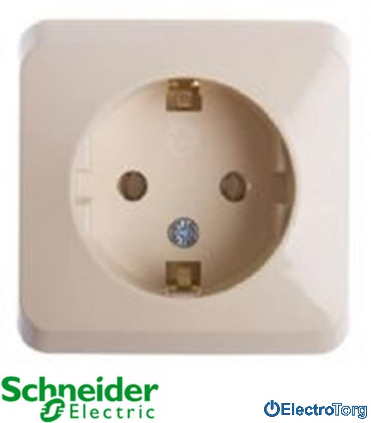 Розетка с заземлением со шторками 16A слоновая кость Prima Schneider Electric (Шнайдер Электрик)