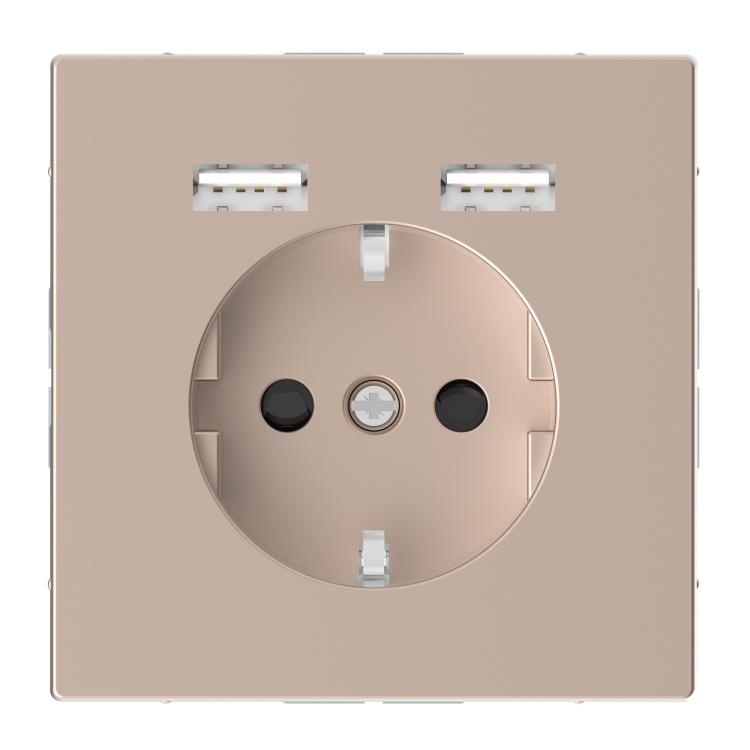 Розетка Schuko с 2- USB 2,4 A шампань SD Schneider Electric (Шнайдер Электрик)