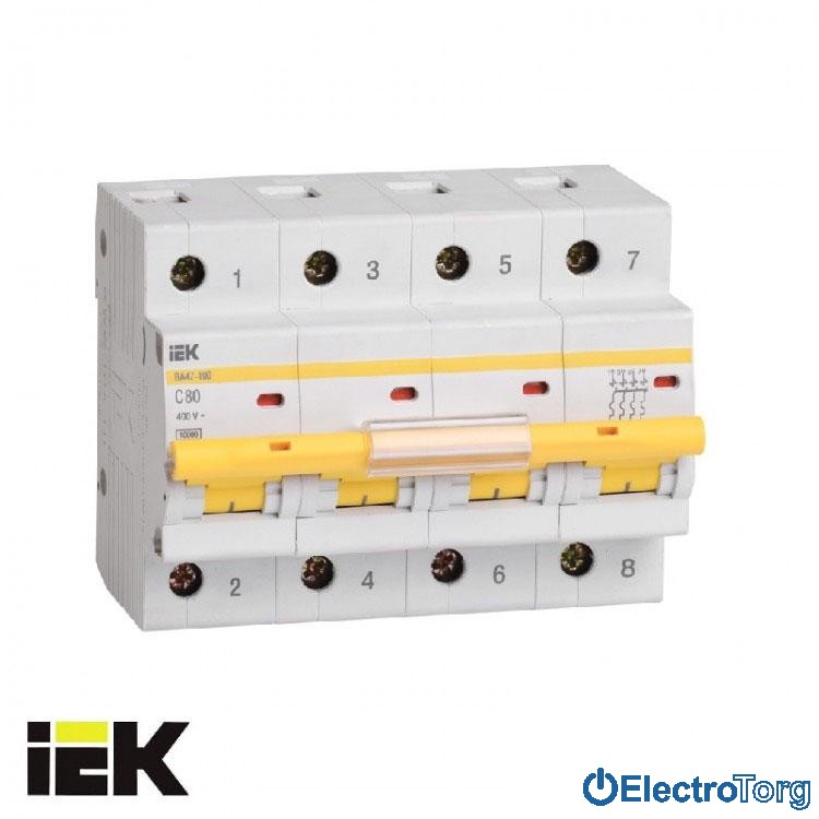 Автоматический выключатель ВА47-100 4P 10кА С 32А ИЭК(IEK)