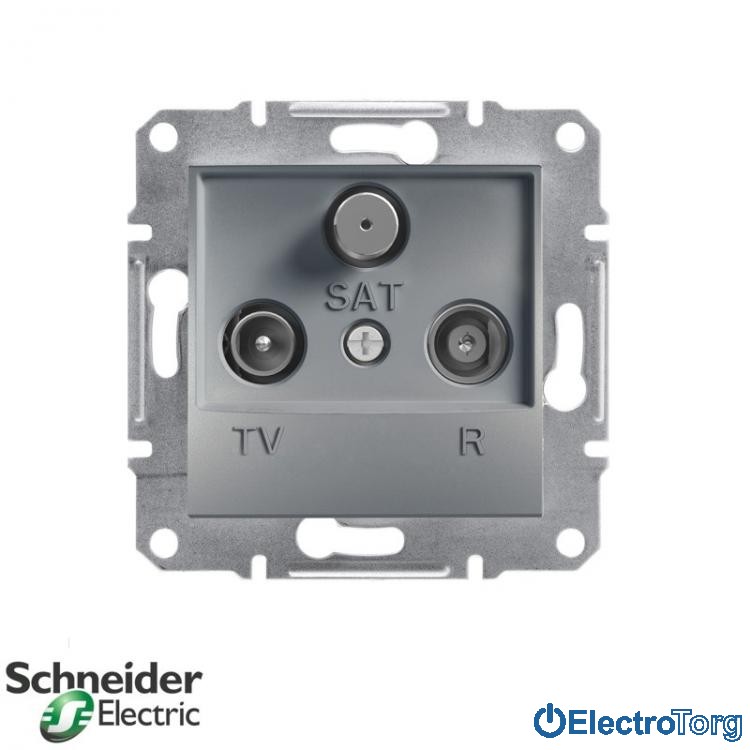 Розетка TV-R-SAT оконечная (1 dB) сталь Asfora Schneider Electric (Шнайдер Электрик)