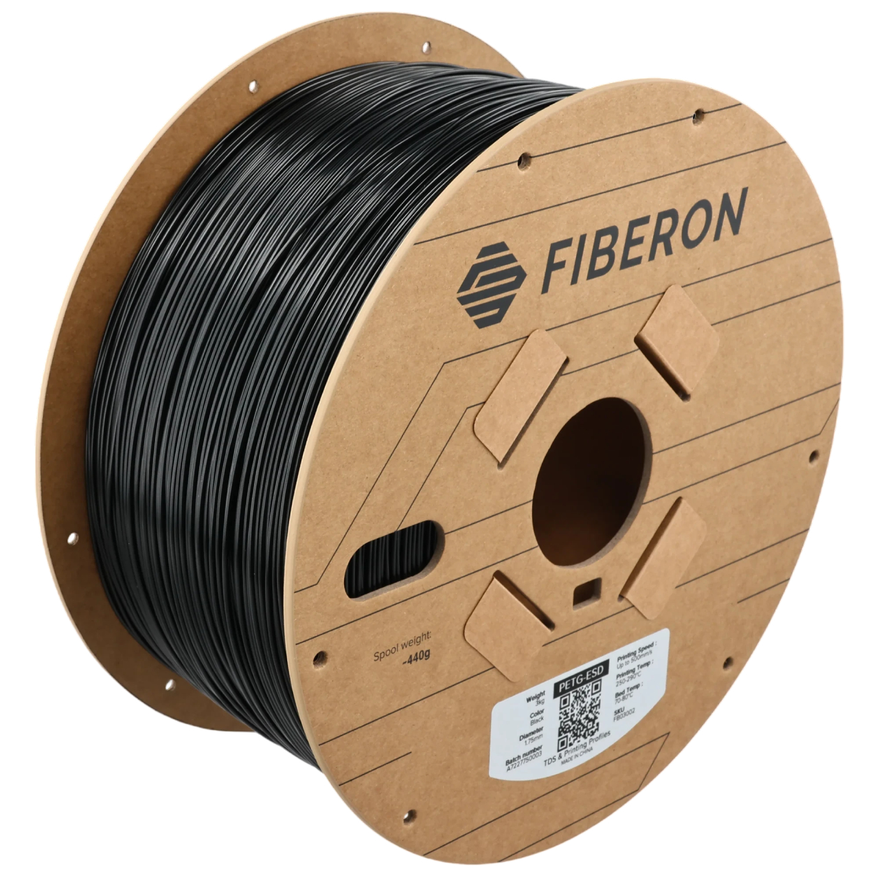 Філамент Polymaker Fiberon PETG-ESD Black (FB03002), 1.75 мм, 3 кг, чорний