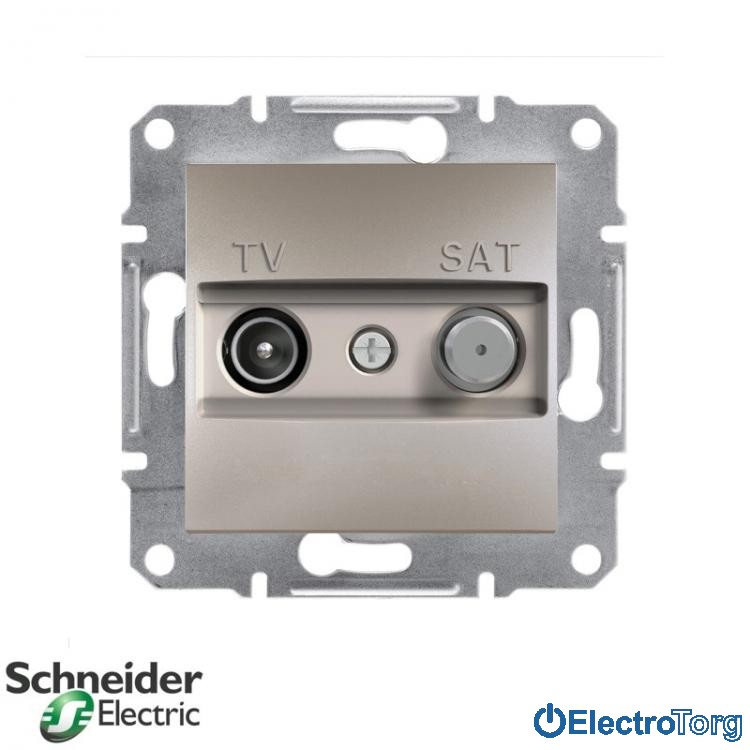 Розетка TV-SAT проходная (8 dB) бронза Asfora Schneider Electric (Шнайдер Электрик)