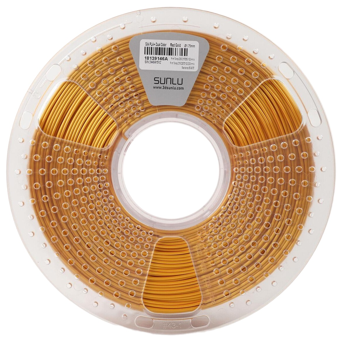Філамент Sunlu Silk PLA+ Red Gold, 1.75мм, 1кг, червоний/ золотистий