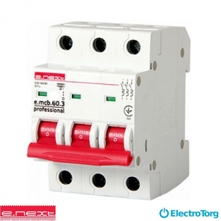 Авт. выкл. e.mcb.stand.45.3.C2, 3р, 2А, C, 4.5 кА e-next