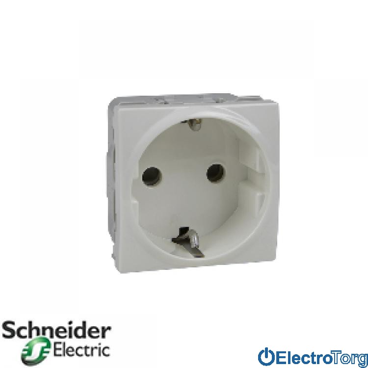 Розетка с заземлением со шторками 16А слоновая кость Unica Schneider