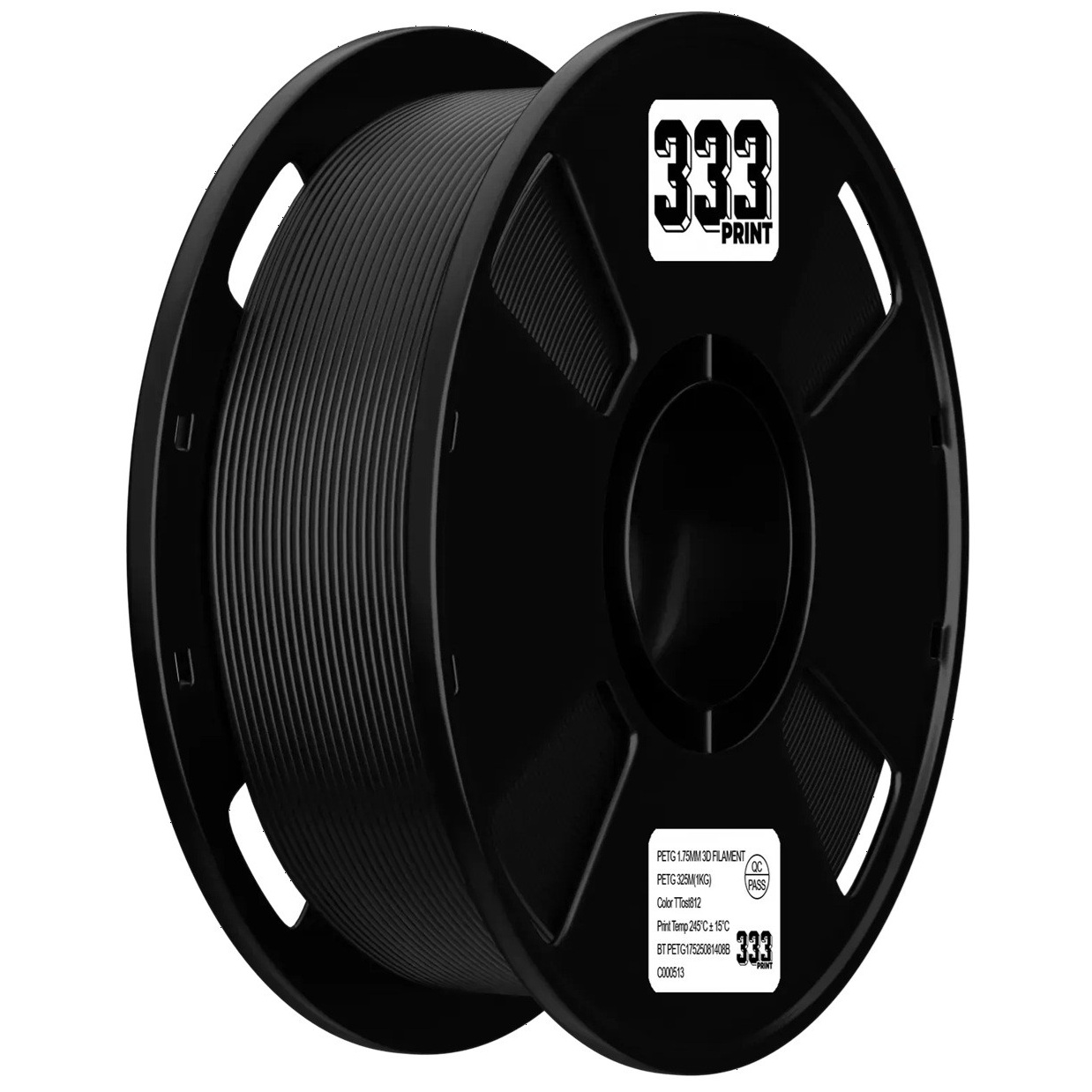 Філамент 333 Print PETG Black, 1.75мм, 1кг, чорний
