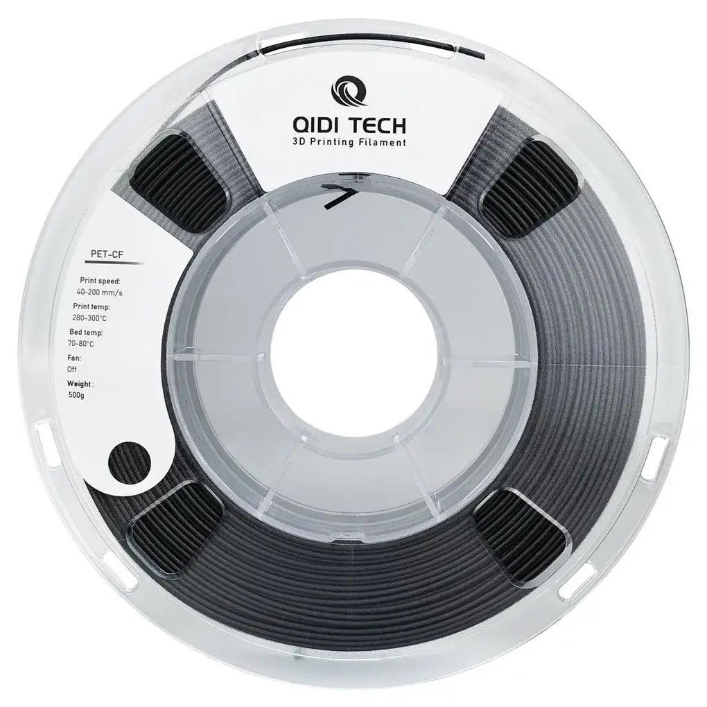 Філамент Qidi Tech PET-CF Black, 1.75мм, 1кг, чорний