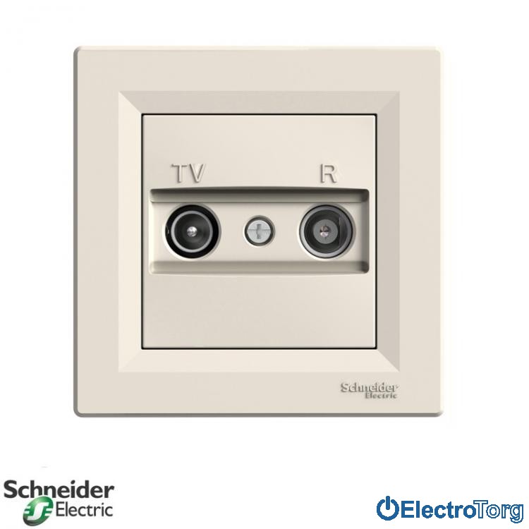 Розетка TV-R проходная (4 dB) кремовая Asfora Schneider Electric (Шнайдер Электрик)