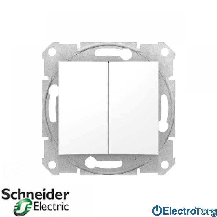 Выключатель 2-клавишный 10AX белый Sedna Schneider Electric (Шнайдер Электрик)