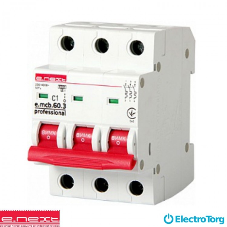 Авт. выкл. e.mcb.pro.60.3.С 5 new, 3р, 5А, С, 6кА new e-next