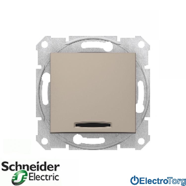 Выключатель 1-клавишный 10AX с индикатором титановый Sedna Schneider Electric (Шнайдер Электрик)