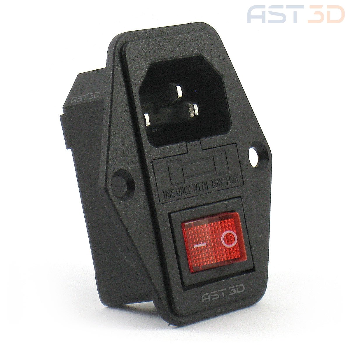 Разъем питания IEC320 C14 3pin-Папа с выключателем (гнездо 220В в корпус на винтах)