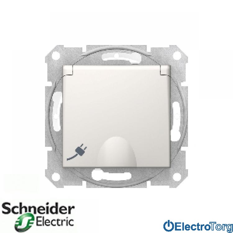 Розетка с заземлением с защитной крышкой IP44 модуль слоновая кость Sedna Schneider Electric (Шнайдер Электрик)
