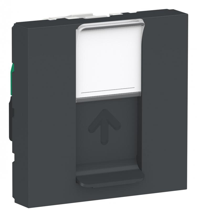 Розетка компьютерная RJ45 одинарная кат 6 UTP 2м антрацит Unica New Schneider Electric (Шнайдер Электрик)