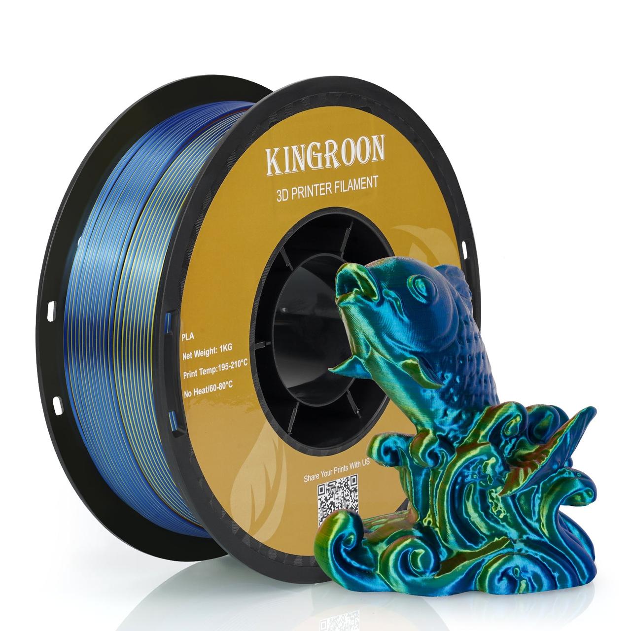 Філамент Kingroon Silk PLA Red Yellow Blue, 1.75мм, 1кг, червоний/ жовтий/ синій
