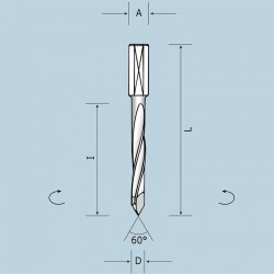 Скрізне свердло D8 I40 L67 RH 02308006721