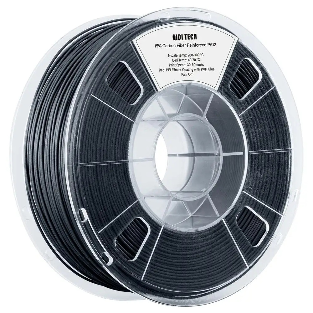 Філамент Qidi Tech PA12-CF Black, 1.75мм, 1кг, чорний