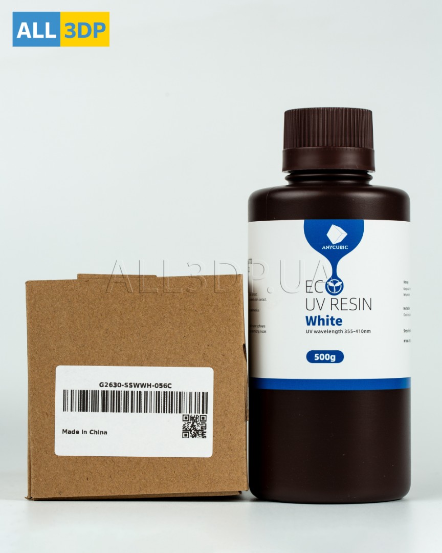 Фотополімерная смола Anycubic ECO Plant-Based UV Resin біла 0,5кг | Anycubic Eco White resin 0.5kg