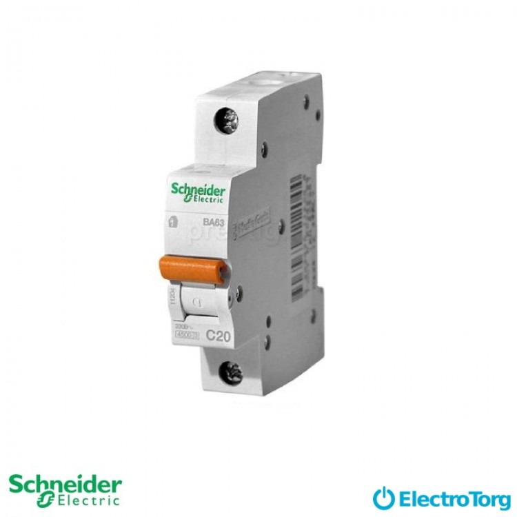 Автоматический выключатель Schneider electric домовой ВА63 1П 20A C