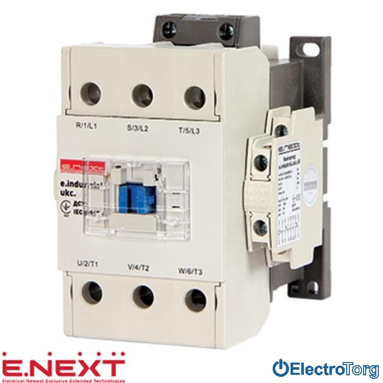 Контактор e.industrial.ukc.75.110, 75А, 110В, 3P, 1no+1nc, E-next (Е-некст)