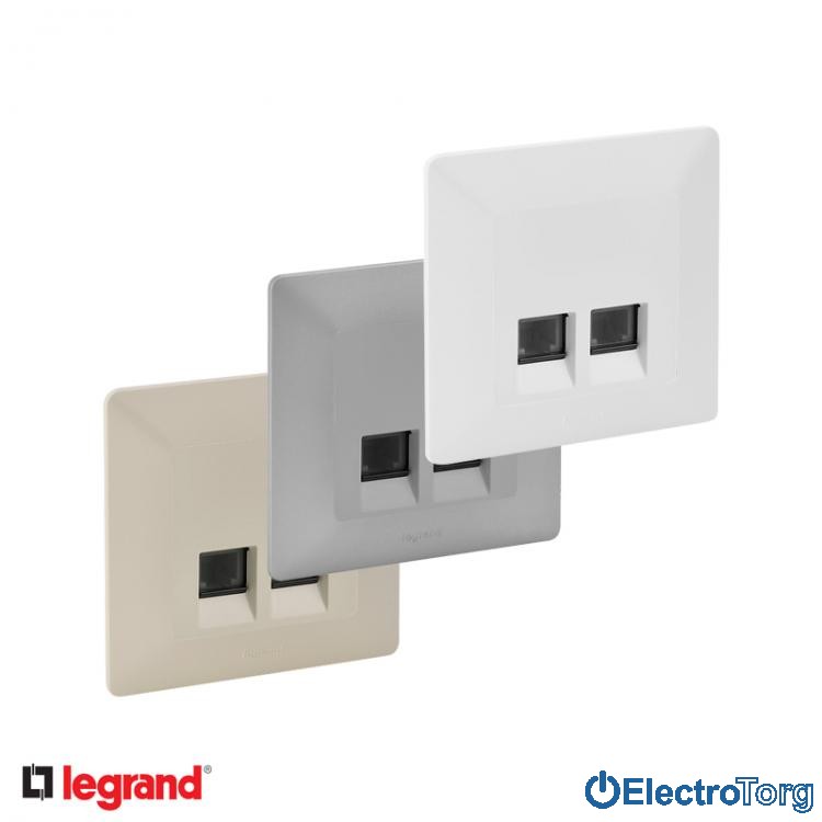 Розетка компьютерная RJ45 5e UTP двойная в сборе Valena LIFE