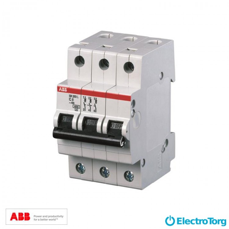 Автоматический выключатель SH 203-C50/3полюса 50А ABB