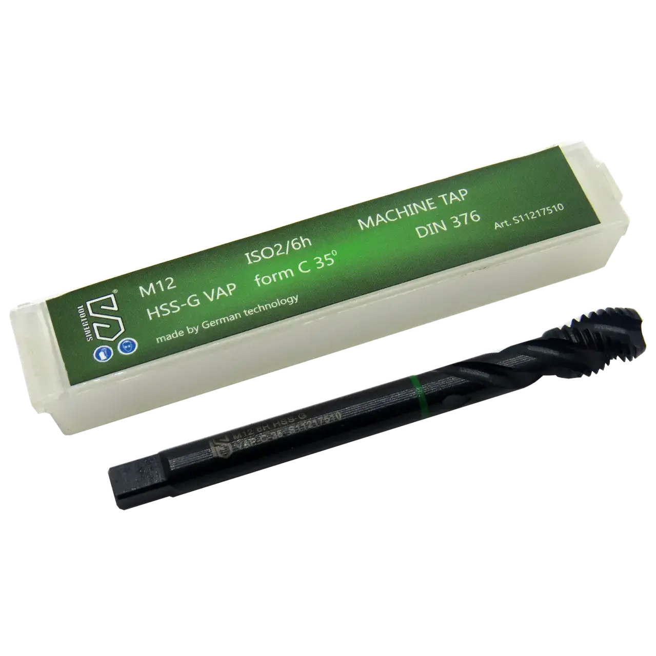 Мітчик М12×1,75 HSS-G VAP, DIN376, форма C 35° green